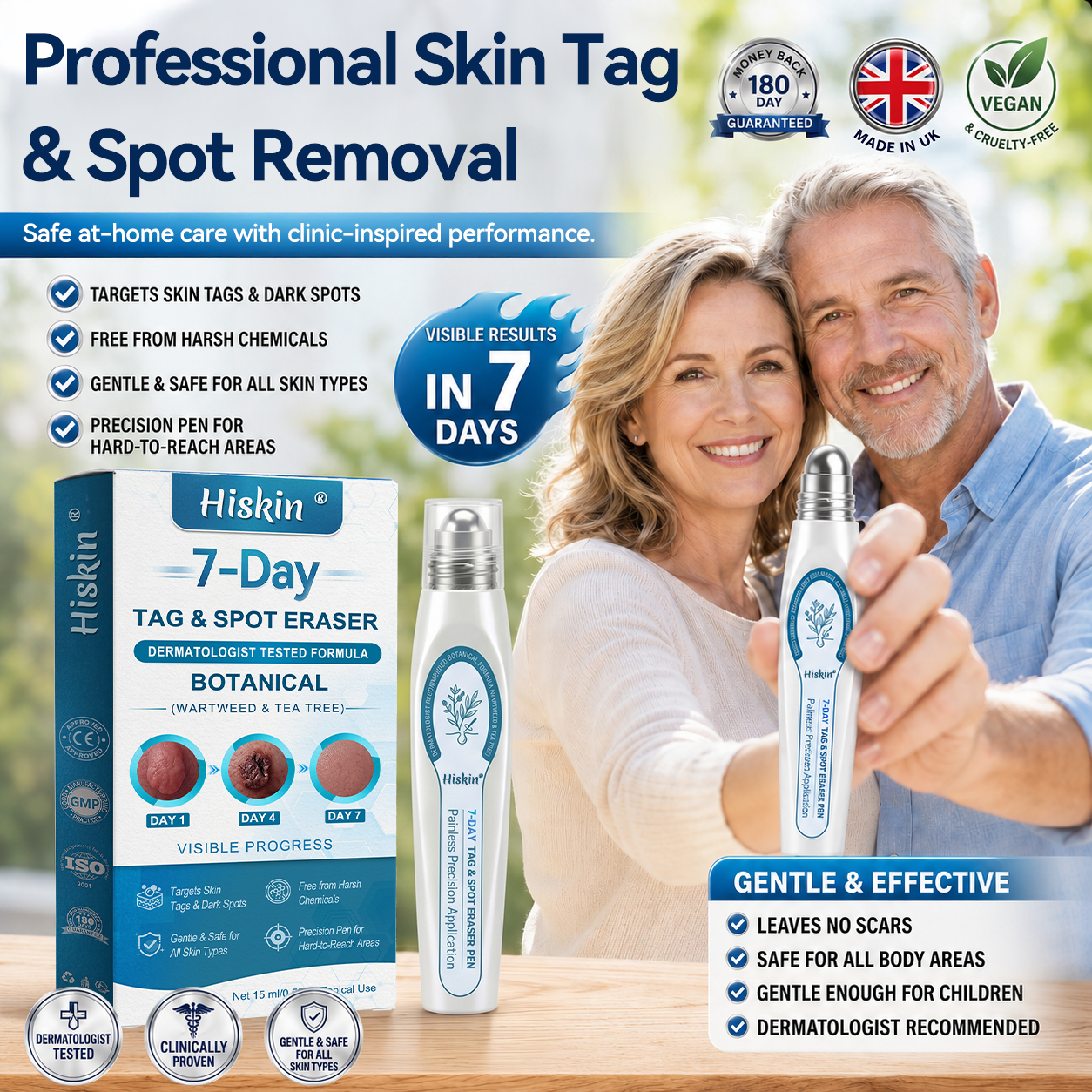 Hiskin® 7-𝐷𝑎𝑦 𝗧𝐚𝐠 & 𝗦𝗽𝐨𝐭 𝐄𝐫𝒂𝒔𝒆𝒓(Zero Pain, Zero 𝐒𝐜𝐚𝒓𝒔 Rollerball)